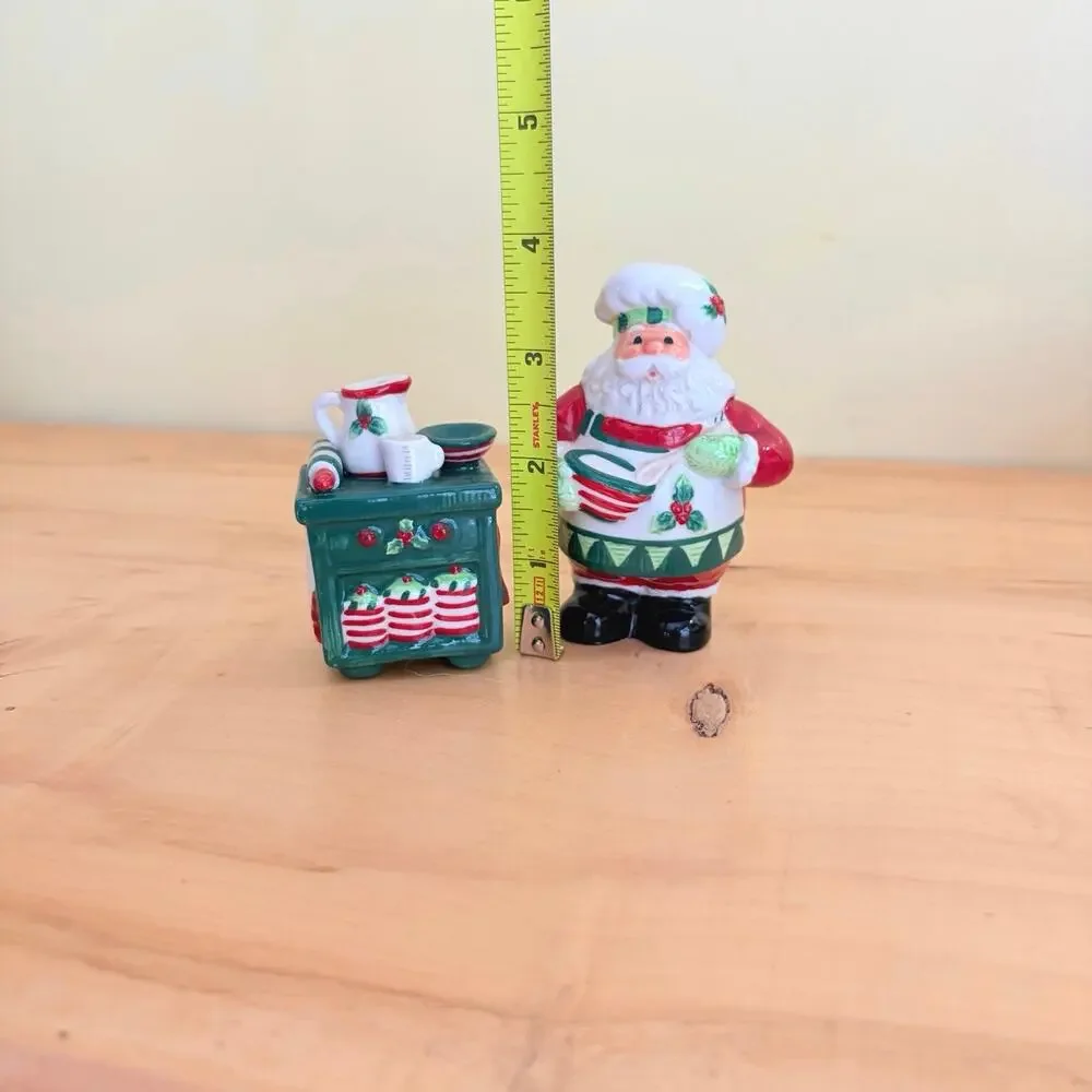 Vtg Fitz and Floyd SANTA's KITCHEN Salt & Pepper Shakers Hand-Painted Figurine